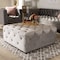 Baxton Studio Calvetti Gray Velvet Upholstered Button-Tufted Cocktail Ottoman 153-9364 - alternate 4